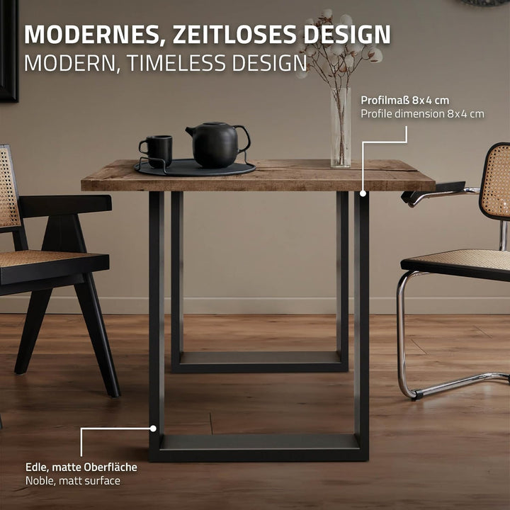 ECD Germany 2er Set Tischbeine aus Vierkantprofilen 60x72 cm Anthrazit, pulverbeschichtete Stahl, In