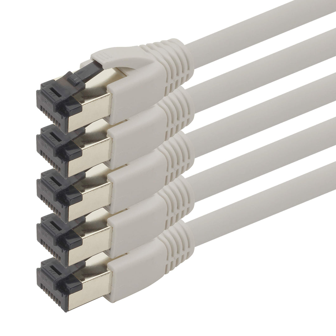 1aTTack.de 7,5m Cat 8 Netzwerkkabel CAT8 Kabel Grau - 5 Stück Cat.8 Lan 2000 Mhz 40 Gbit s 40GBase-T
