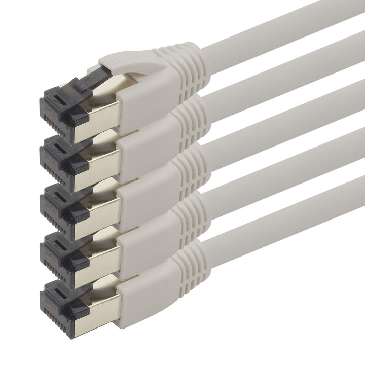 1aTTack.de 7,5m Cat 8 Netzwerkkabel CAT8 Kabel Grau - 5 Stück Cat.8 Lan 2000 Mhz 40 Gbit s 40GBase-T