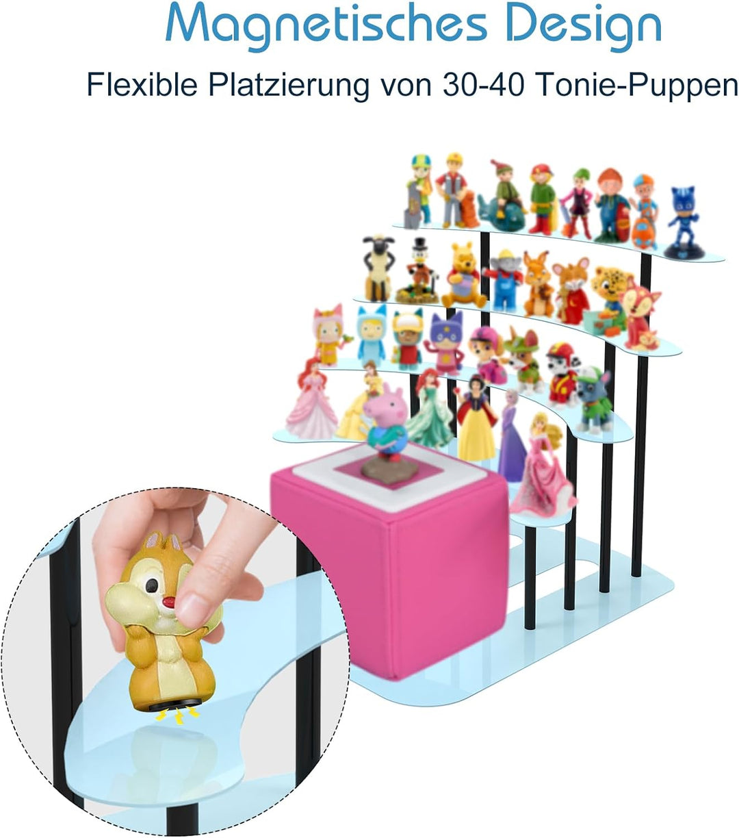 Regal für Tonie, Metall Display ständer für Toniebox，Aufbewahrungsregal für 30–40 Figuren , kinderzi