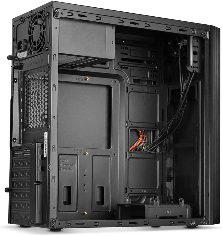 NOX PC Case LITE010 -NXLITE010- PC-Gehäuse, gebürstete Front, 500W ATX-Netzteil vorinstalliert, komp