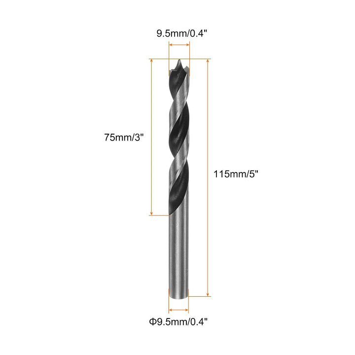 HARFINGTON Spiralbohrer mit geradem Rundschaft, Durchmesser 9,5 mm, metrische Bohrspitze, 7,6 cm Boh