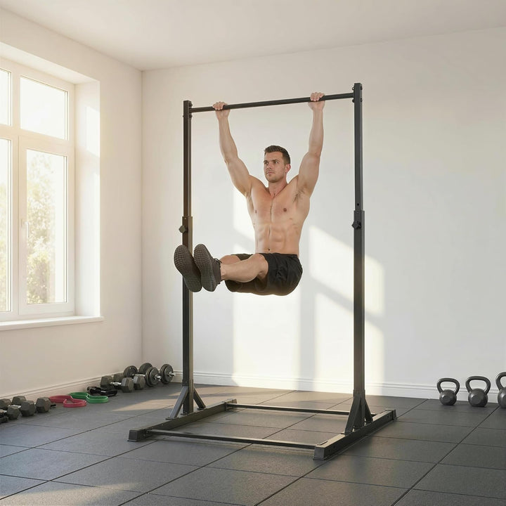 Soozier Tragbare Klimmzugstation 8-stufig verstellbar 440LBS Schwarz | Klimmzugstange, multifunktion