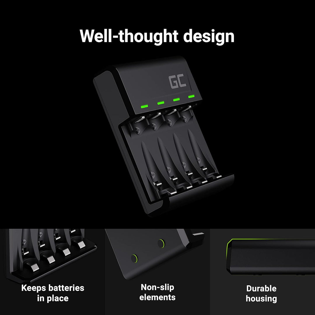 Green Cell VitalCharger Batterieladegerät Ladegerät + 4X AAA 800mAh für NI-MH AA AAA R6 R03 Mignon A