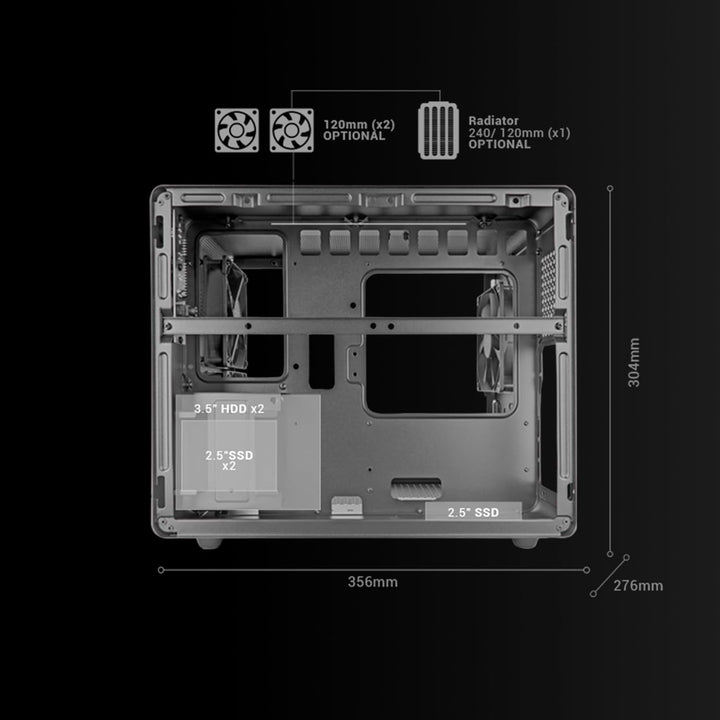 Mars Gaming MC-MPRO Schwarz, Professionelles Kompaktes Micro-ATX-Gehäuse, Volles Seitenfenster Gehär
