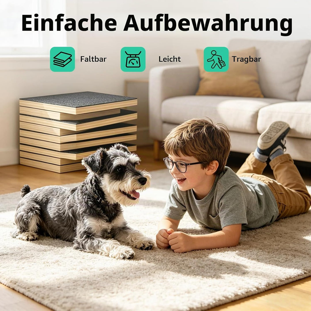 4 Stück Hunderampe, Höhenverstellbare Hundetreppe mit Rutschfester Teppichoberfläche und Polstern, H