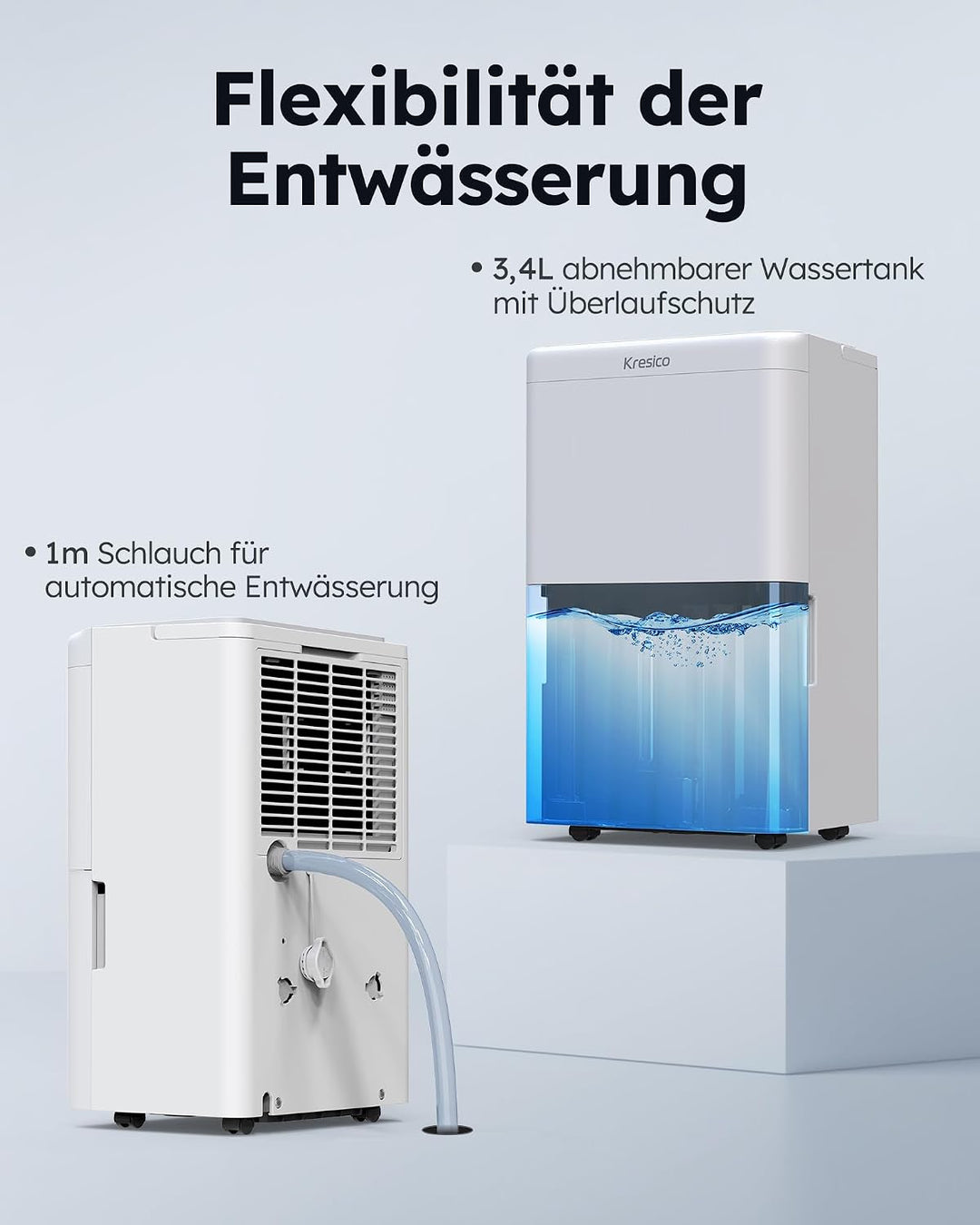 Kresico xWolei Luftentfeuchter elektrisch 20L/24h, Entfeuchter elektrisch 39dB, Raumentfeuchter für