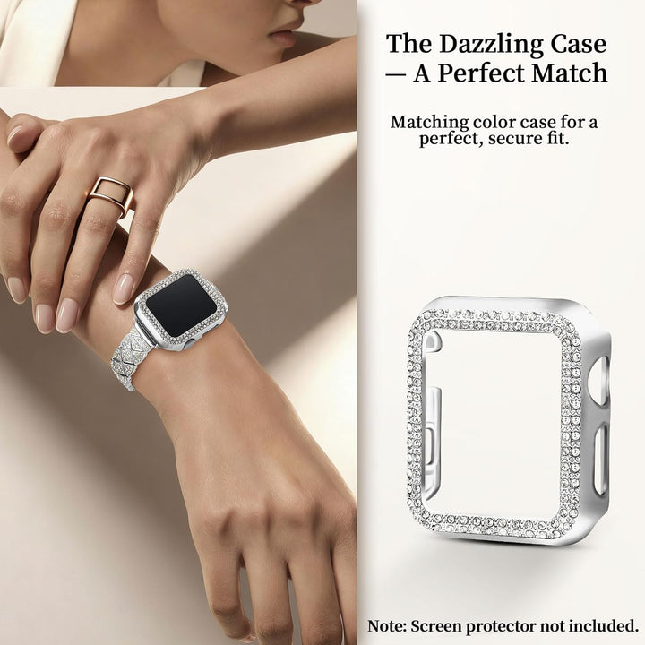 wutwuk Kompatibel mit Apple Watch Armband 40mm, Damen Bling Strass Armbänder mit Diamant Harter PC G