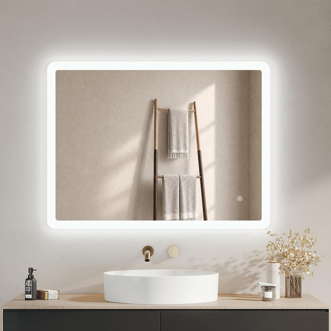 IMPTS Badspiegel mit Beleuchtung 60x50cm LED Spiegel Bad Dimmbar | Badezimmerspiegel mit Touchschalt