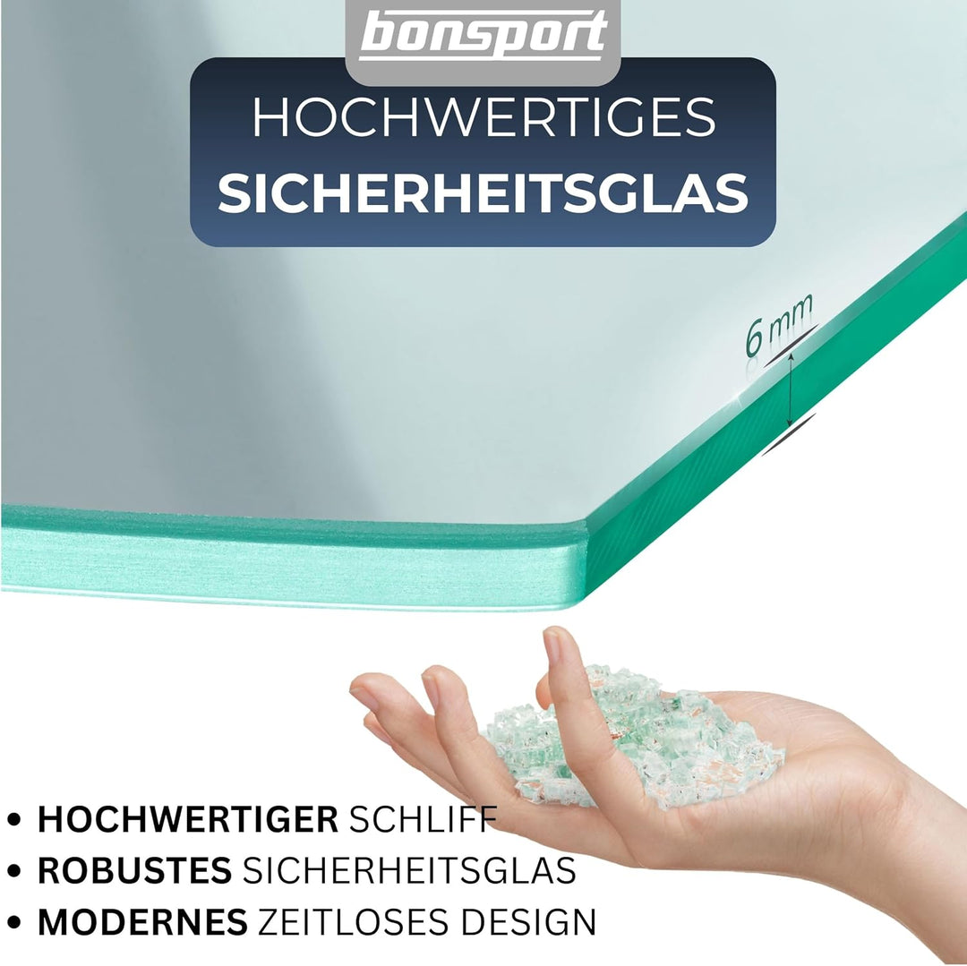 bonsport Glasregal Wandregal für Badezimmer Klarglas - Glas Regal aus 6 mm Sicherheitsglas 25x14x0,6
