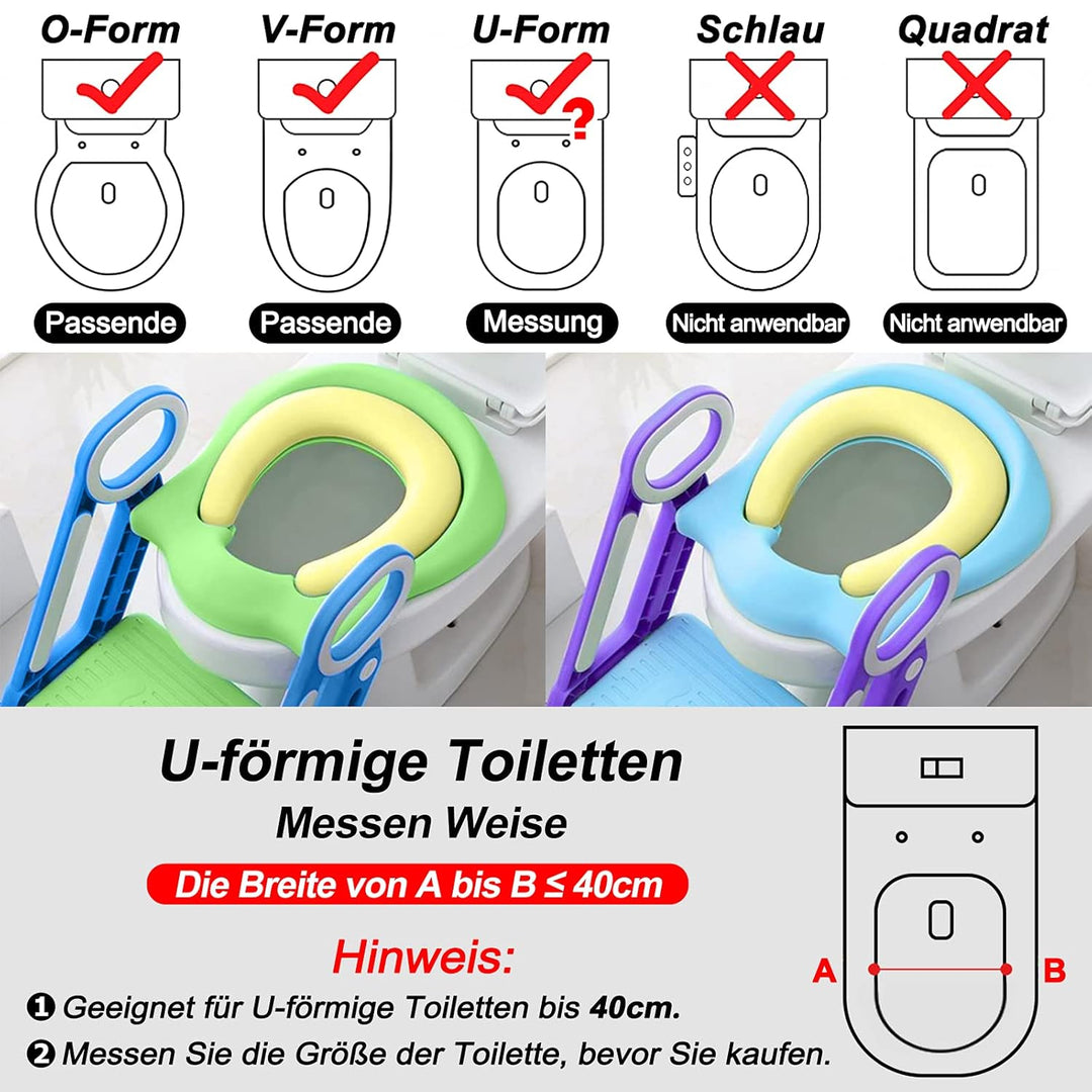 LARS360 Kinder Faltbar Toilettentrainer mit Leiter, Treppe, Griffe, Höhenverstellbar Kinder-Töpfchen