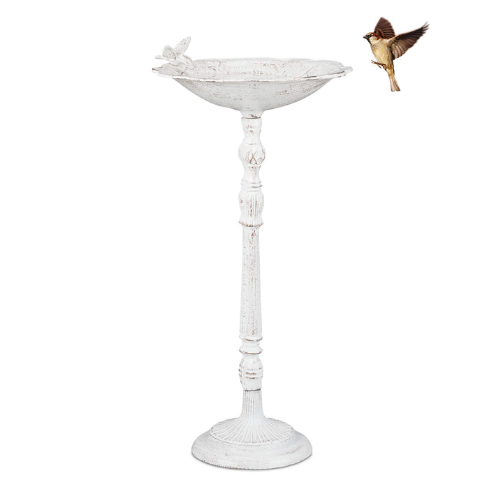 Relaxdays Vogeltränke Gusseisen, Vogelbad mit Ständer, Wildvogeltränke für Garten, antikes Design, 7