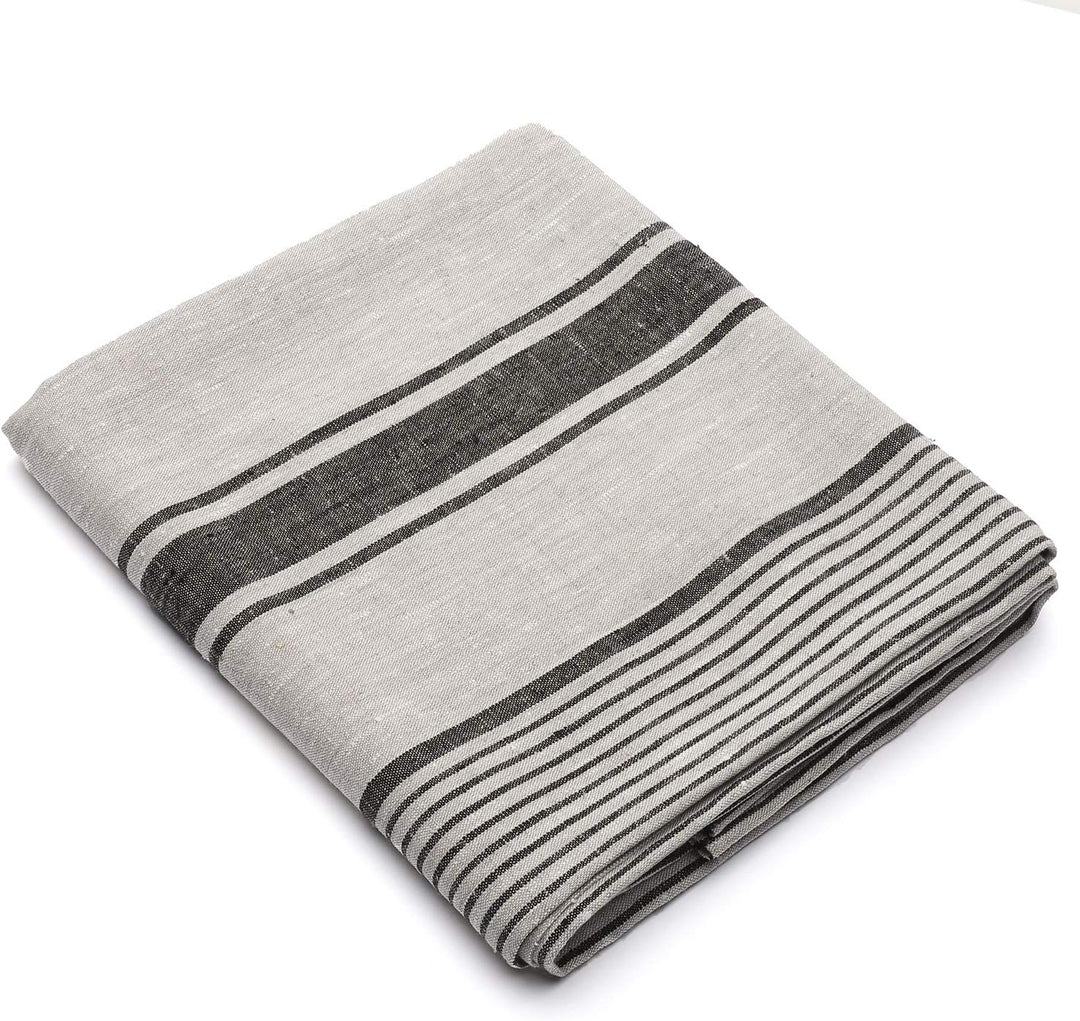 LinenMe Schwarze Leinentischdecke Provence 136x320cm 136 x 320 cm, 136 x 320 cm