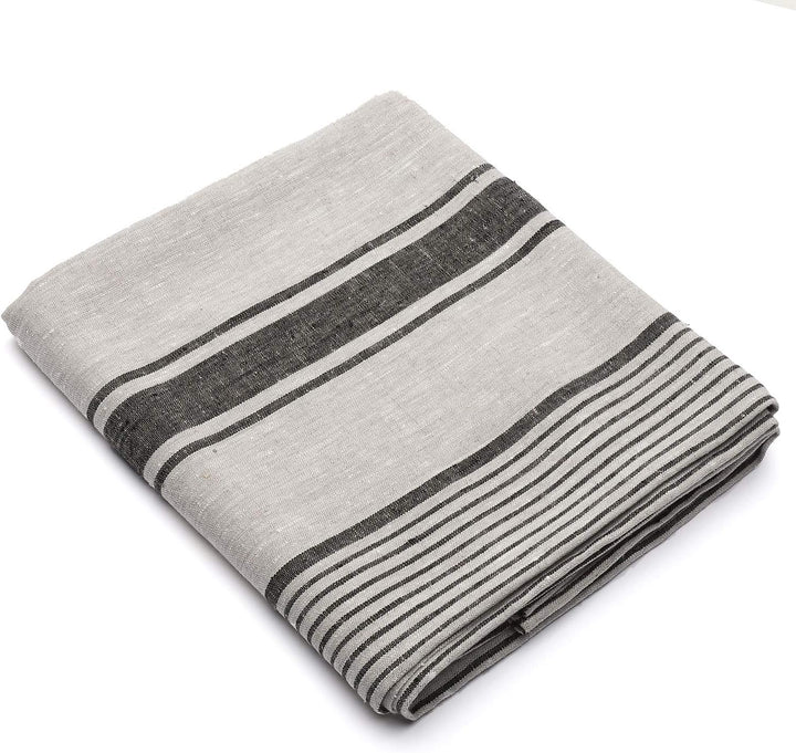 LinenMe Schwarze Leinentischdecke Provence 136x320cm 136 x 320 cm, 136 x 320 cm
