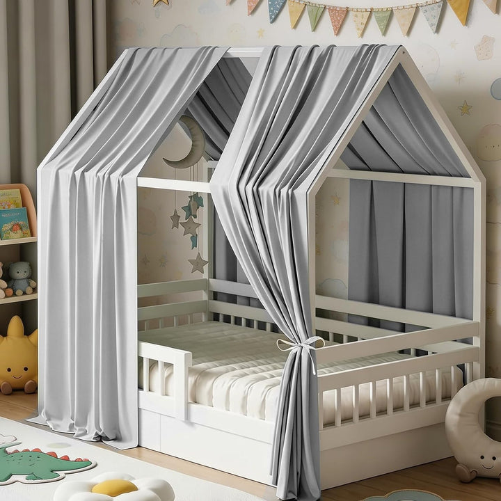 Hausbett Himmel,2 Stück Betthimmel Babybett aus Musselin, Weich und atmungsaktiv Baldachin Kinderzim