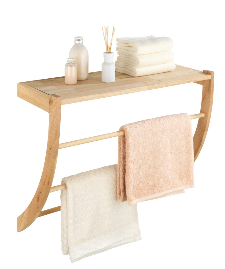 WENKO Wandregal Norway, hochwertiges Regal mit Ablage und 3 Handtuchstangen für Handtücher & Kleidun