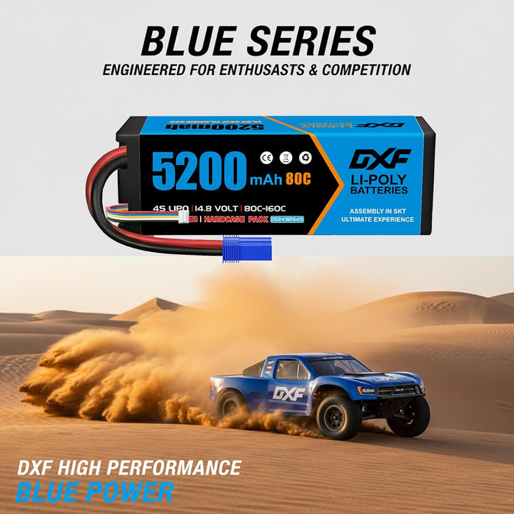 DXF 4S Lipo Akku 14.8V 80C 5200mAh RC Batterie mit EC5 Stecker für RC Car RC Truck RC Auto Boot LKW