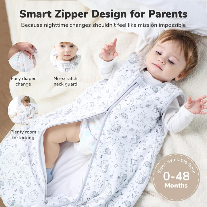 Mama Cheetah Baby Sleep Sack 2.5 TOG, Organic Cotton Baby Wearable Blanket with Two-Way Zipper, Swad