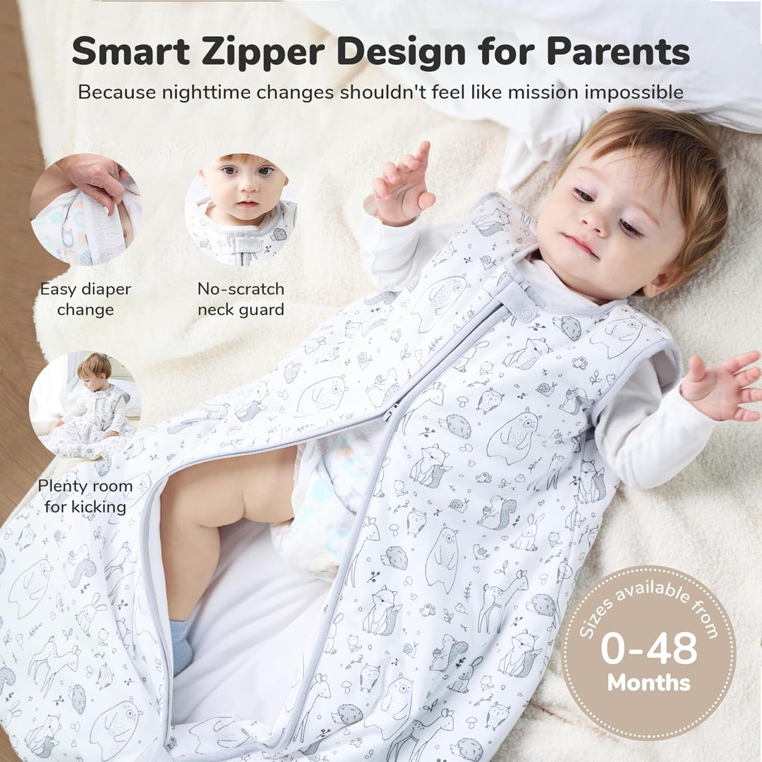 Mama Cheetah Baby Sleep Sack 2.5 TOG, Organic Cotton Baby Wearable Blanket with Two-Way Zipper, Swad