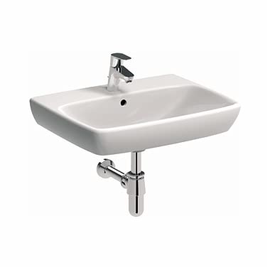 VBChome Aufsatzwaschbecken 60x46 cm Weiss Aufsatzwaschbecken mit Loch mit Überlauf EIN Waschbecken z