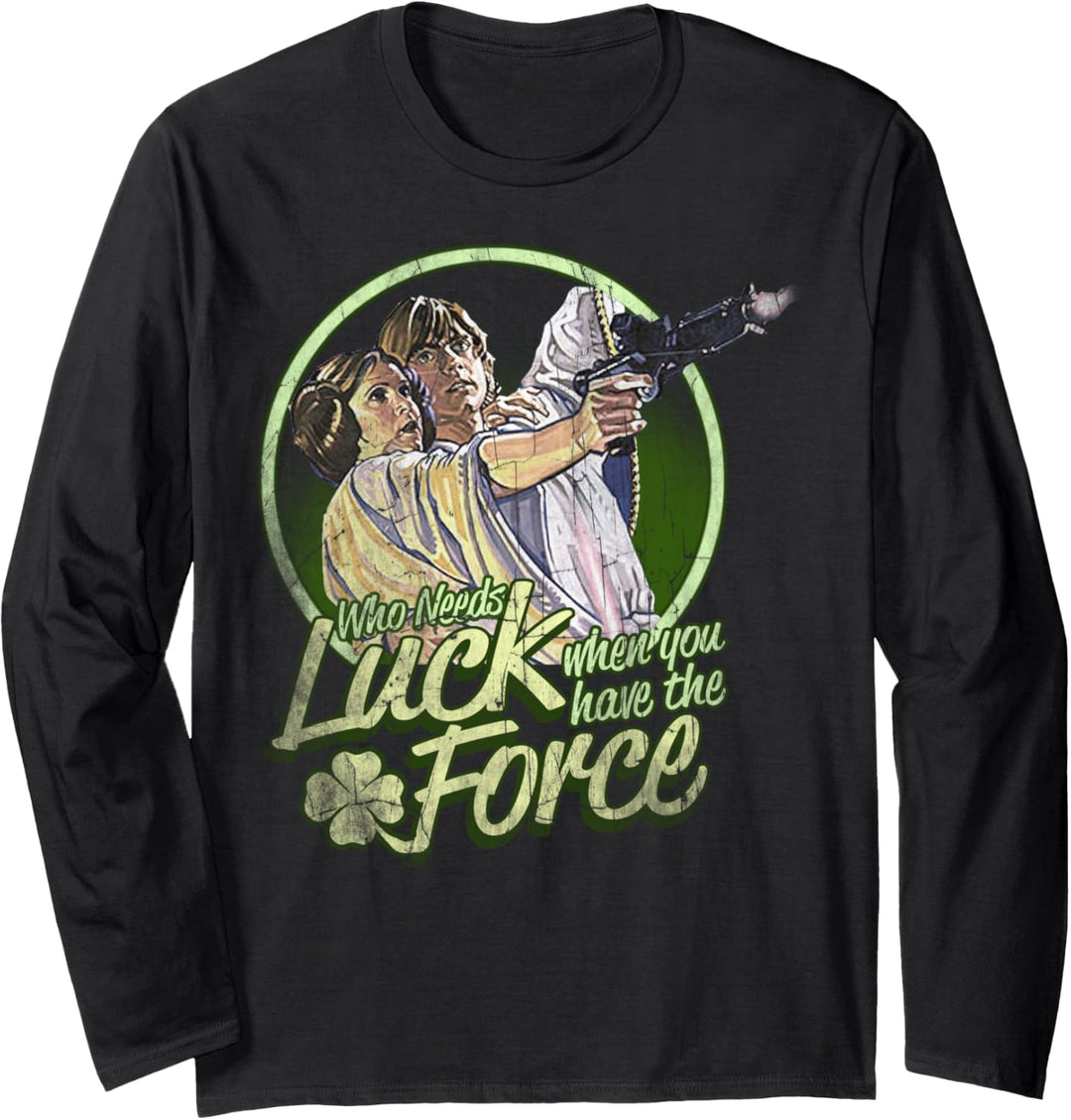 Star Wars St. Patrick's Day Luke & Leia Wer braucht Glück Langarmshirt