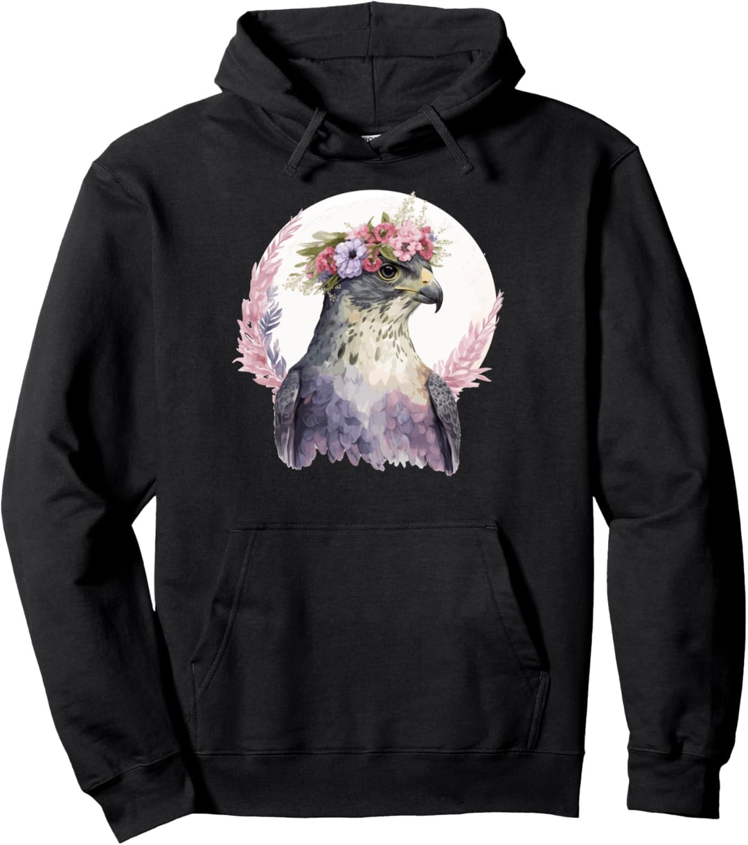 Falcon Birds Of Prey Blumenkrone Vogelbeobachtung Pullover Hoodie