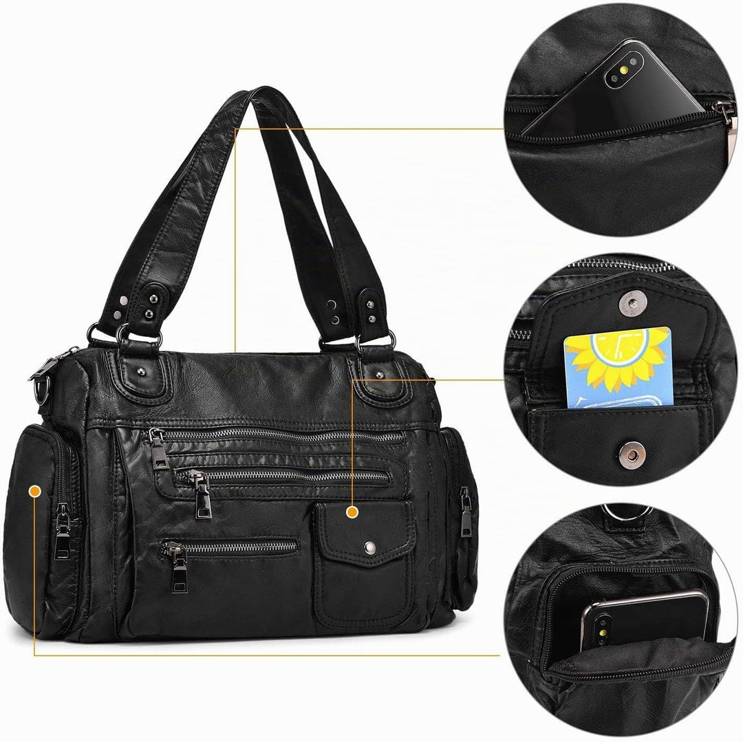 VINBAGGE Damen Handtasche Grosse Schultertasche PU Leder Henkeltasche Frauen Weiches Hobo Tasche Umh