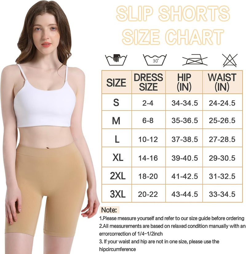 Damen Shorts Radlerhose Kurze, 3er Pack Anti Scheuern Unterhose für unter Kleider, Nahtlos Hohe Tail