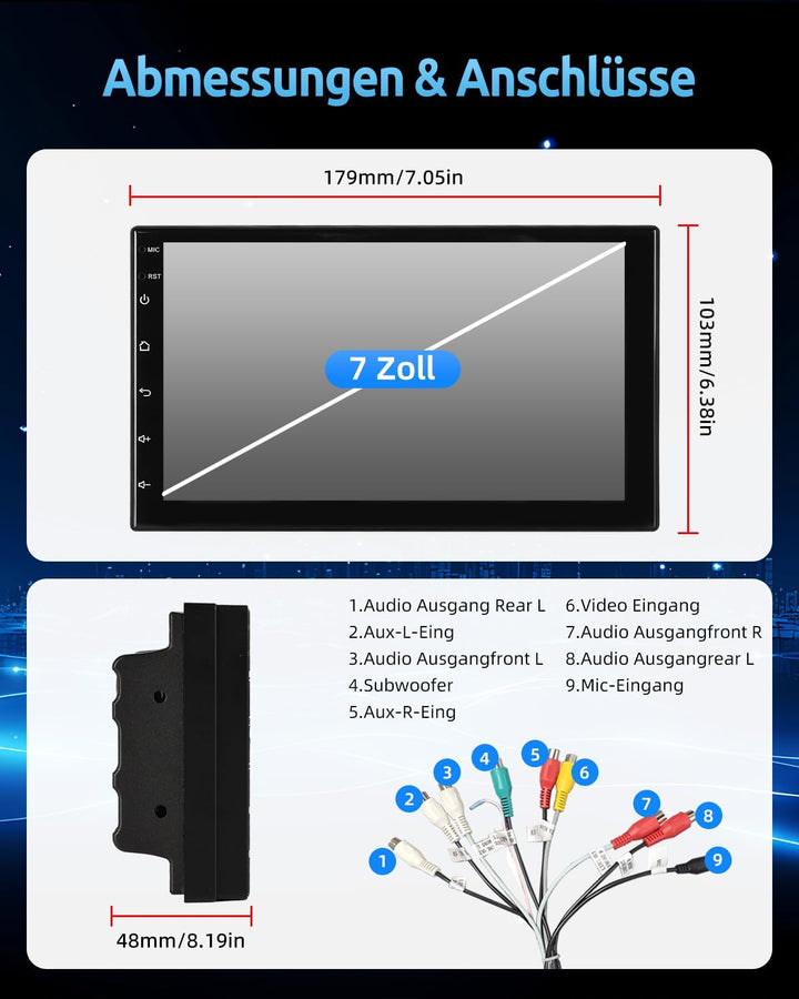 ESSGOO 4+64G Autoradio mit Wireless Carplay und Android Auto, 7 Zoll Doppel 2 Din HD Bildschirm Auto