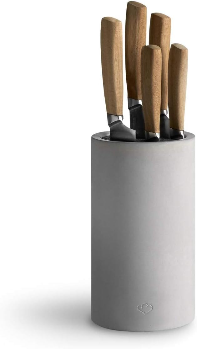 SPRINGLANE Messerset 5-tlg. + Universal Beton Messerblock mit herrausnehmbarem Borsteneinsatz Messer