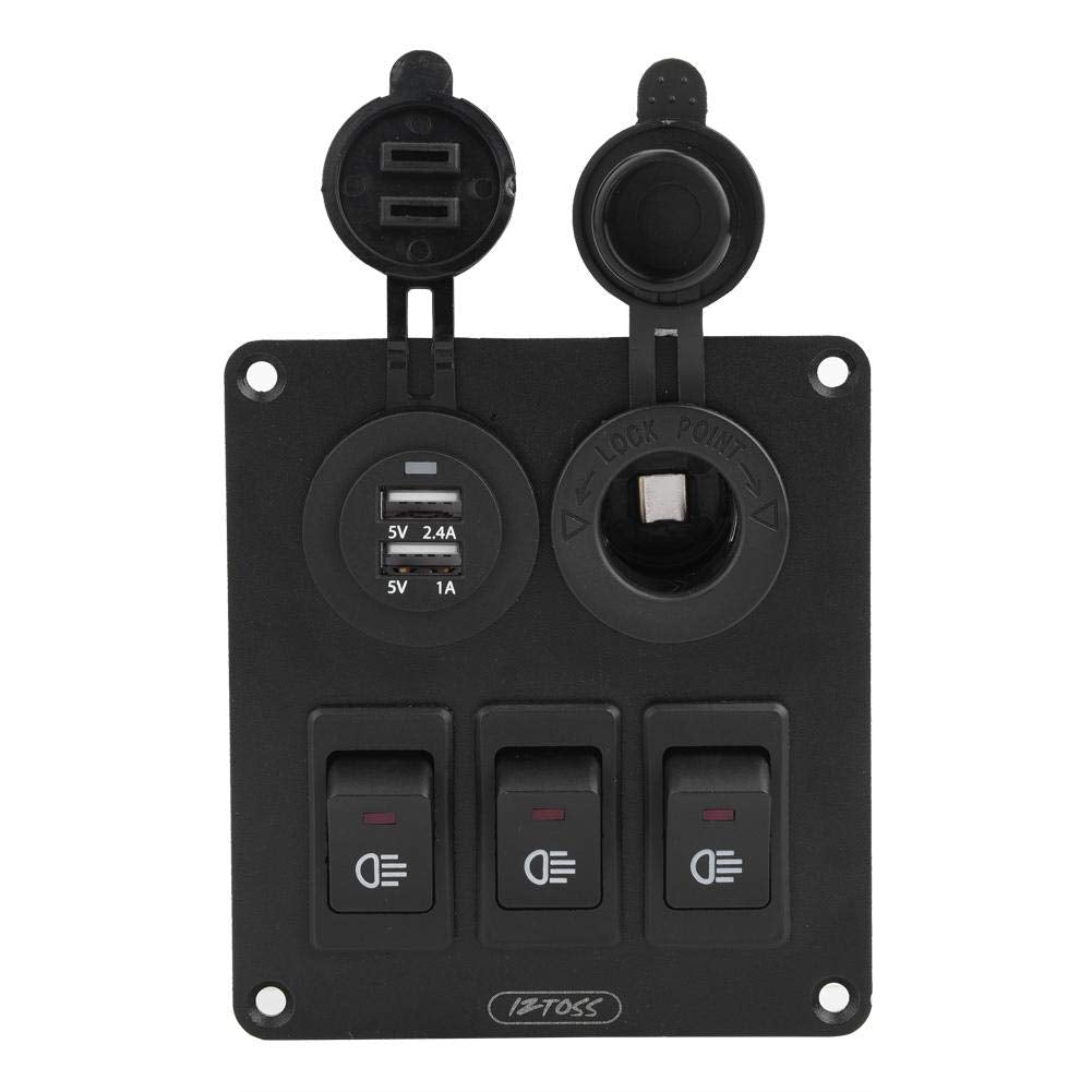 Keenso Auto Boot Wippschalter Panel, Wasserdichte marine LED 3 Gang Wippschalter Schaltpanel + Doppe