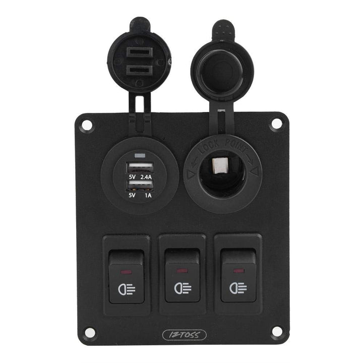 Keenso Auto Boot Wippschalter Panel, Wasserdichte marine LED 3 Gang Wippschalter Schaltpanel + Doppe