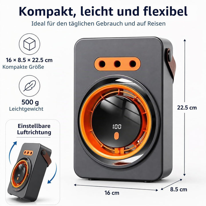FELIXIZ Nebelventilator mit Sprühnebel &amp; Wasserkühlung, 2-in-1 Tischventilator, 5 Stufen, Lederrieme
