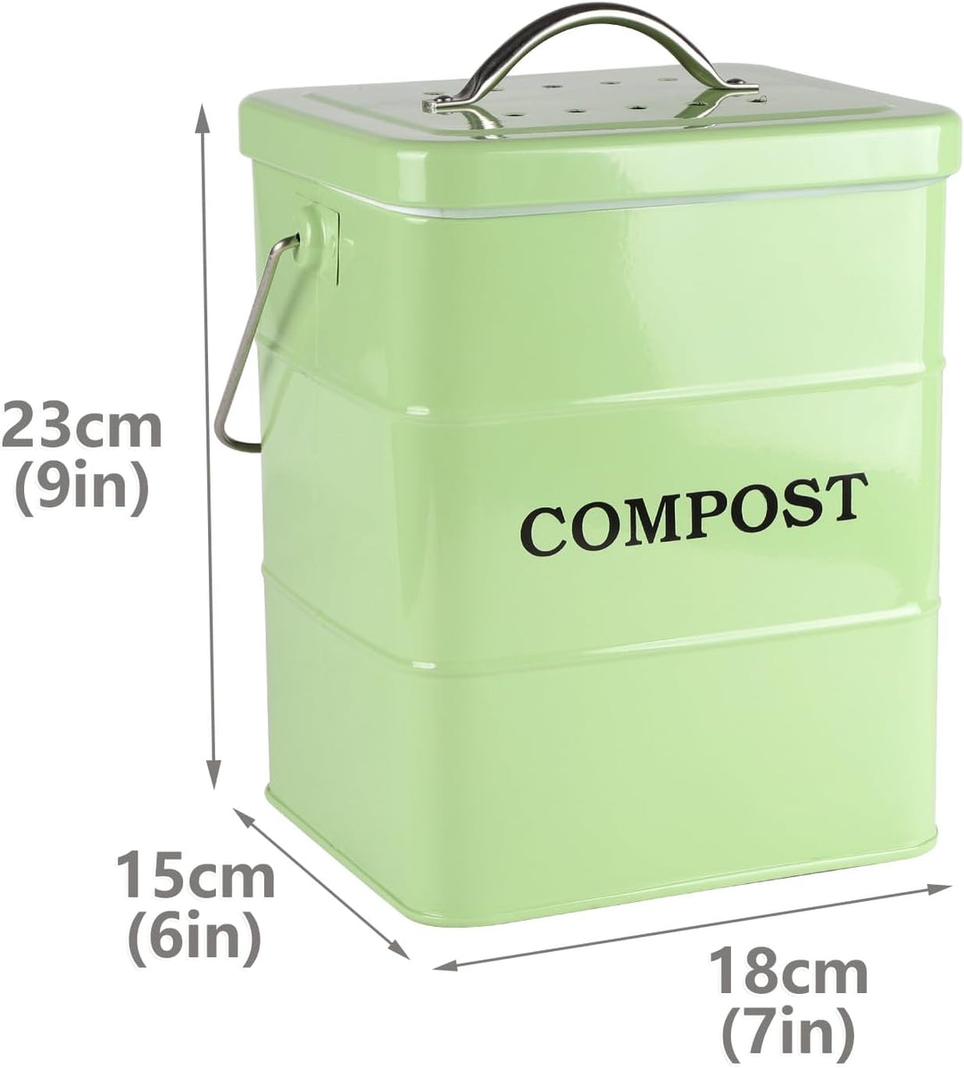 Biomülleimer Küche -6l-Enthält Einen Aktivkohlefilter Küchenkomposter - Metall Bio Mülleimer Klein M