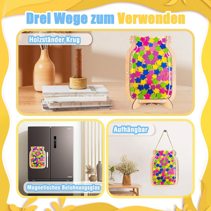 CMBPNNGS Magnetisch Belohnungsglas fur Kinder, Belohnungssystem mit 100 Sternen, Reward Jar Klassenz
