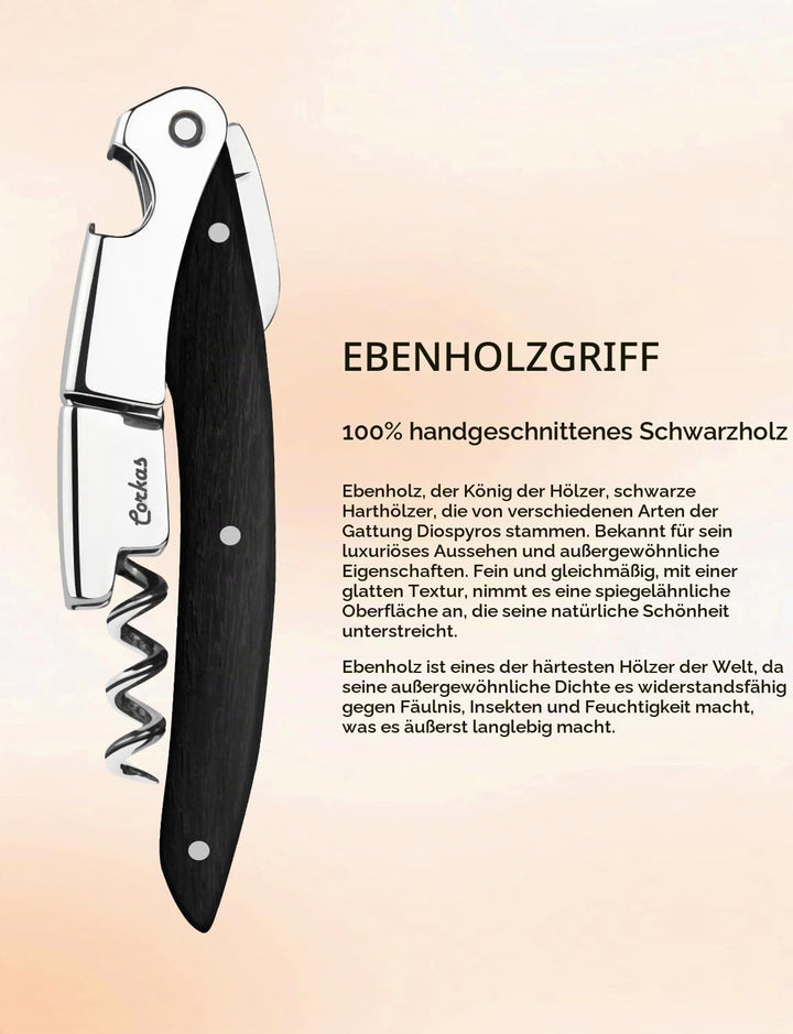 CORKAS Kellnermesser - Profi Korkenzieher multifunktionaler Weinöffner, Folienschneider und Flaschen