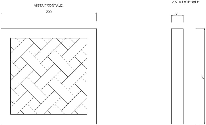 Quadratisches Lüftungsgitter aus Matera-Stein, cm20x20, externe und interne Verwendung. Handgefertig