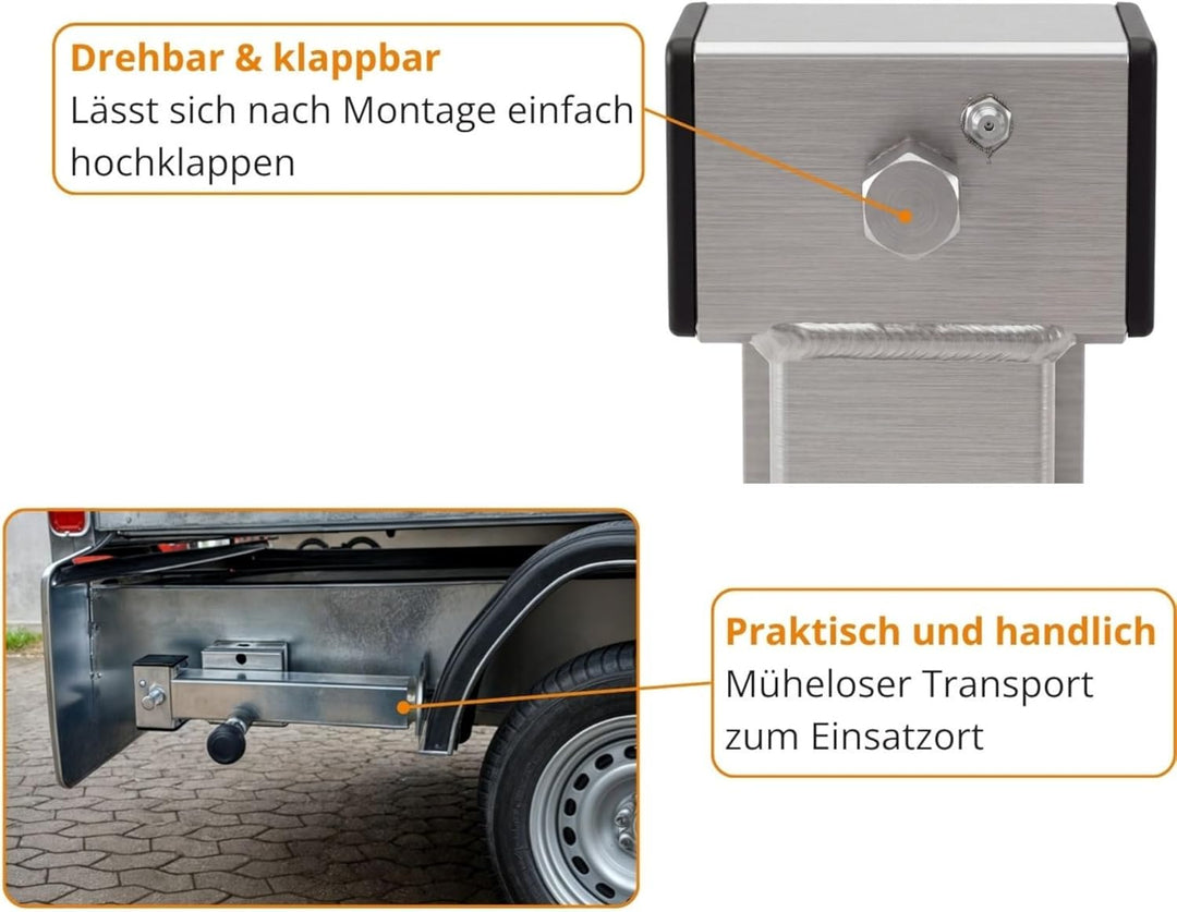 Preiswert & Gut 2X Anhänger Stützen Höhenverstellbar 410–655mm - Anhängerstütze Stahlrohr 60x60mm, k