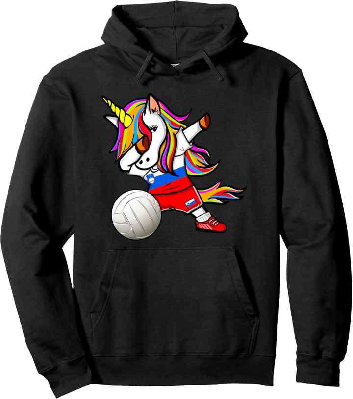 Dabbing Einhorn Slowenien Volleyball - Slowenische Flagge Pullover Hoodie