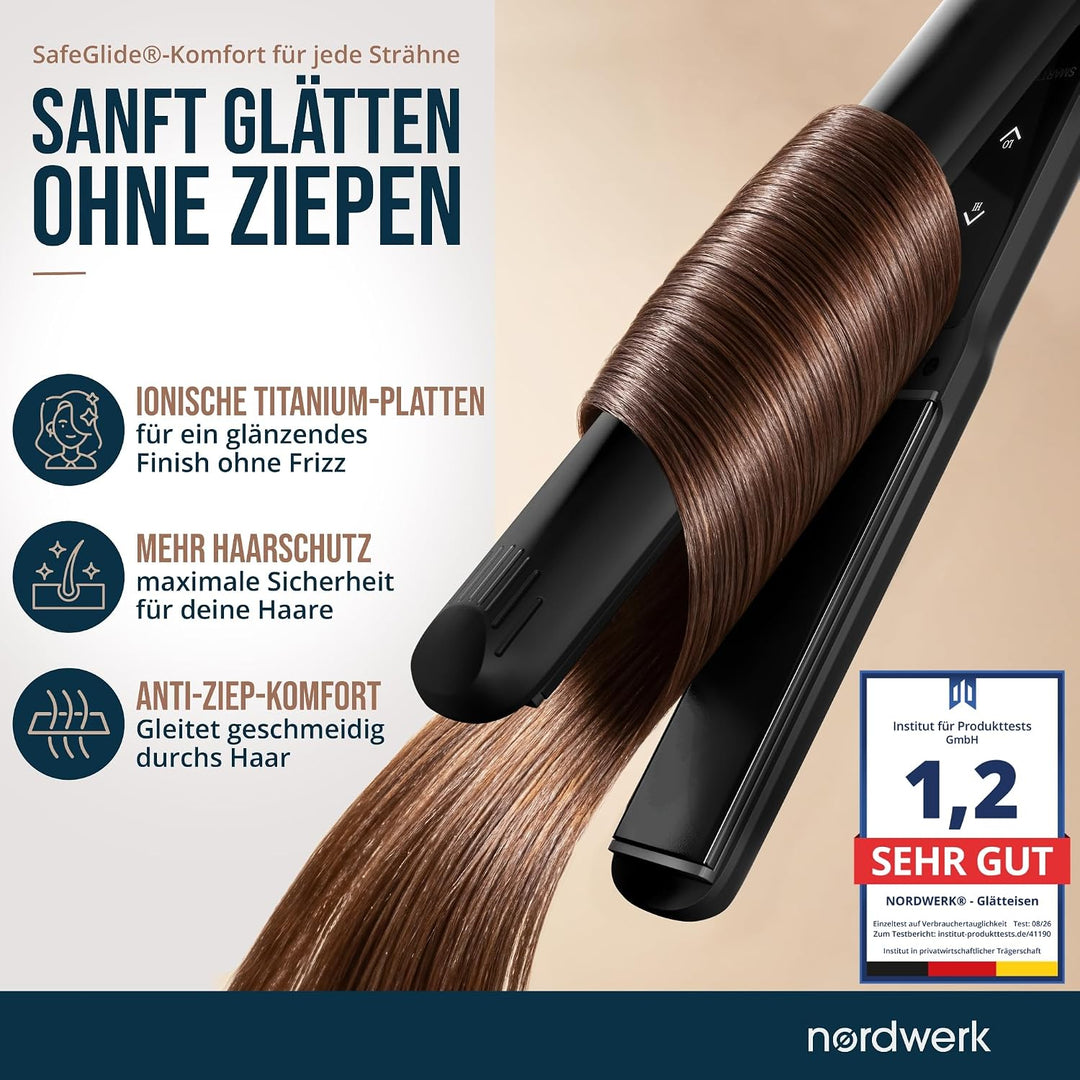 2-in-1 Glätteisen SafeGlide Touch [gegen Frizz &amp; Ziepen] | Haarglätter für Locken und Haare-Glätten