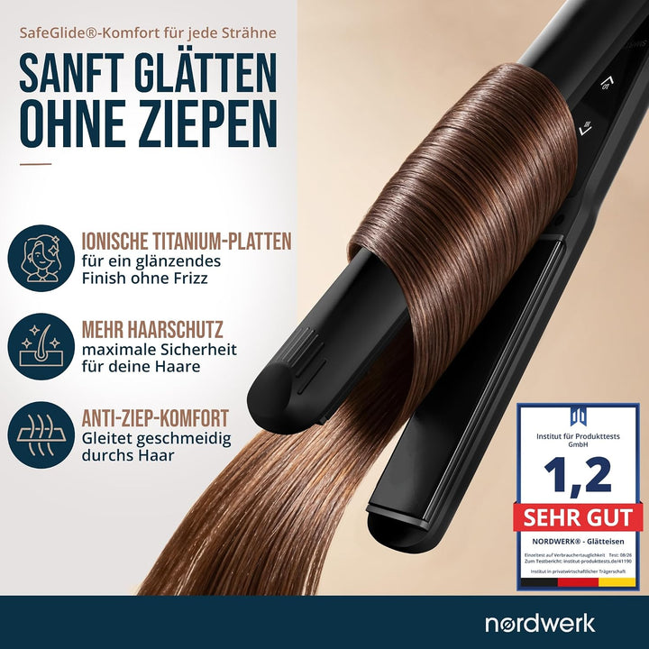 2-in-1 Glätteisen SafeGlide Touch [gegen Frizz &amp; Ziepen] | Haarglätter für Locken und Haare-Glätten
