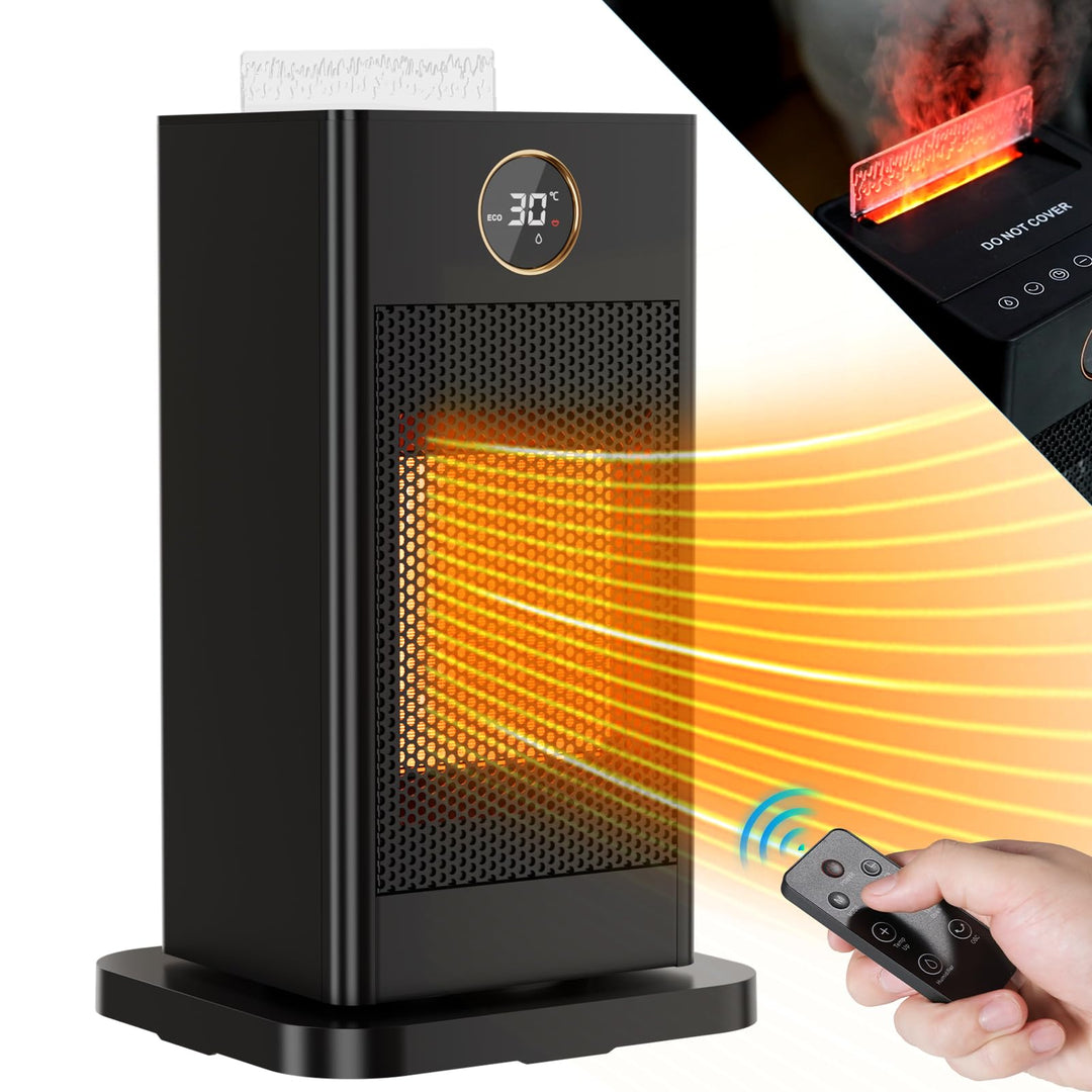 LIFERUN Heizlüfter Energiesparend Klein, Heizung Elektrisch mit Thermostat und Luftbefeuchter, 90° O