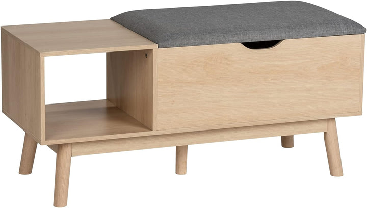 WENKO Sitzbank Edda mit Staufach, moderne Schuhbank mit Sitzpolster und grosszügigem Stauraum für Di