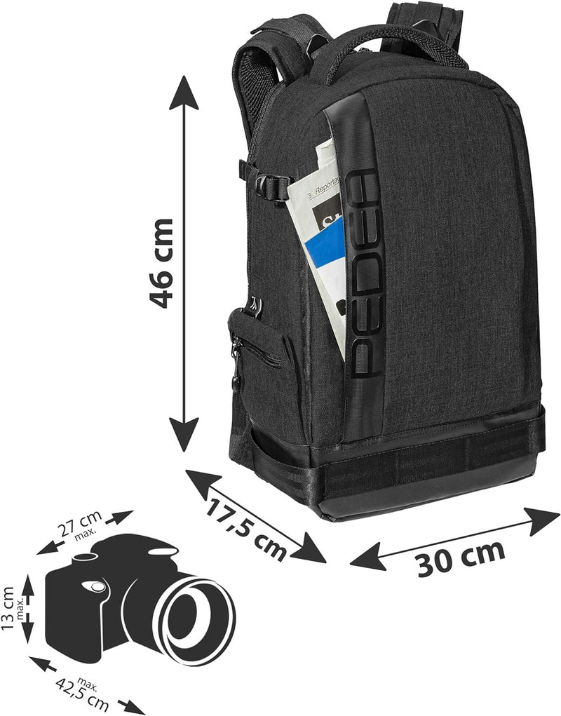 PEDEA DSLR-Kamerarucksack "Fashion" mit Displayschutzfolie für Canon EOS 5DS R M6 M100 100D G1X Mark