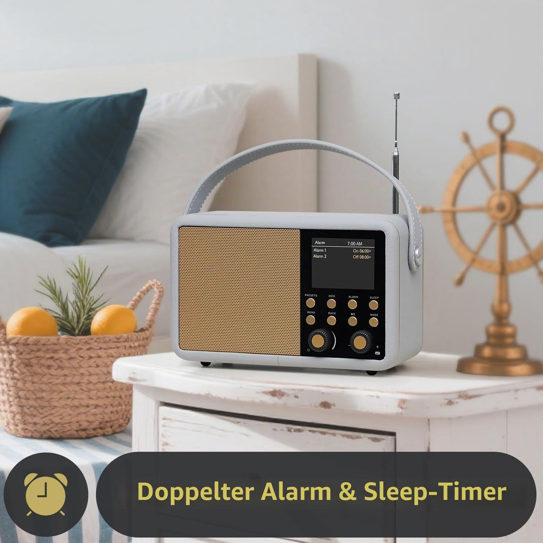 LEMEGA Class Finesse DAB+ Digitalradio mit Farbdisplay – Edler Bluetooth-Radiowecker mit 60 Senderpl