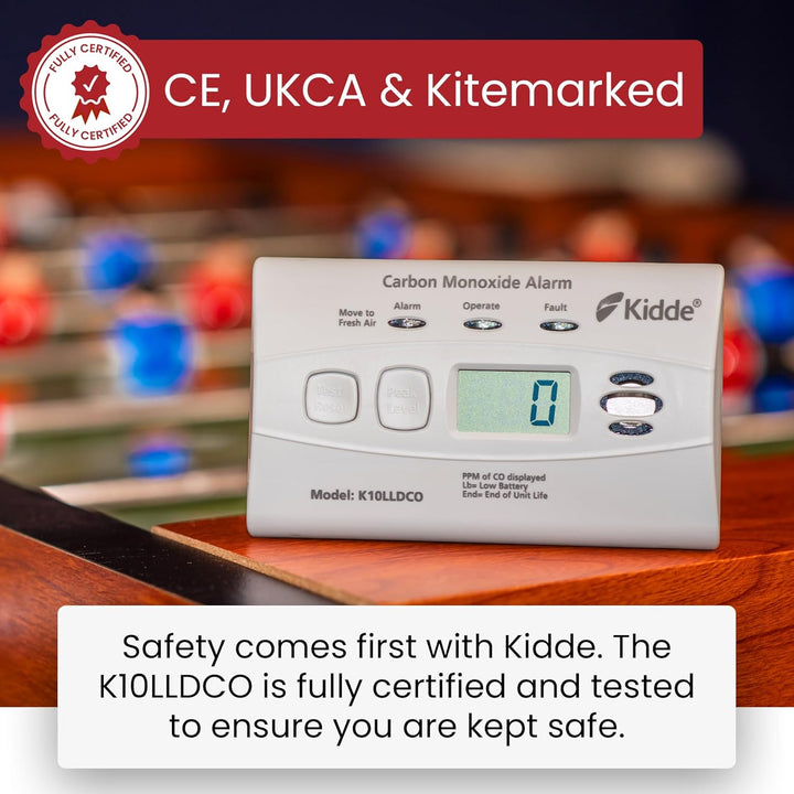 Kidde 10LLDCO Kohlenmonoxid Alarm Digital Display mit versiegelten Akku, Standard Alarm