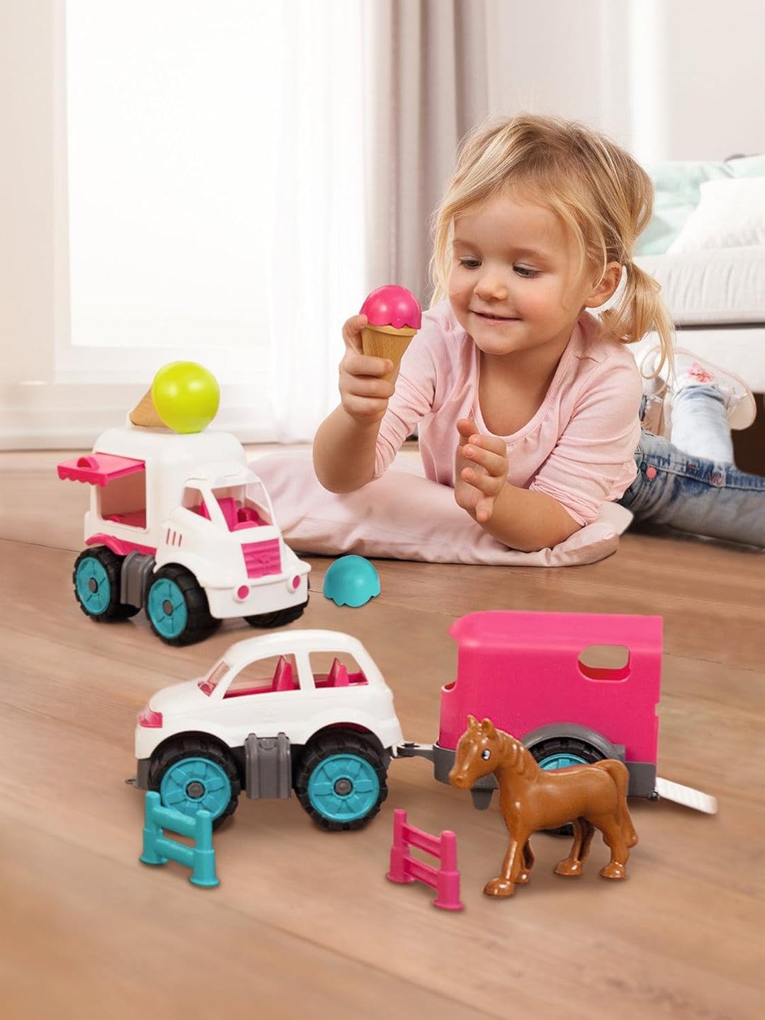 BIG Spielwarenfabrik 800055793 - BIG-Power Worker Mini Ponytransporter-Set Kinderspielzeug für Kinde