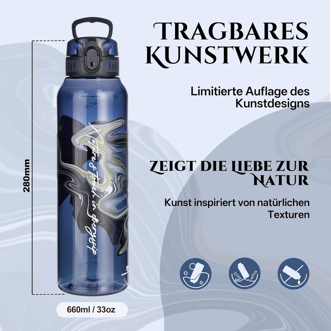 UZSPACE Trinkflasche Sport 1L, Tritan Bpa-Frei Trinkflasche Auslaufsicher mit Einhandbedienung, Kohl