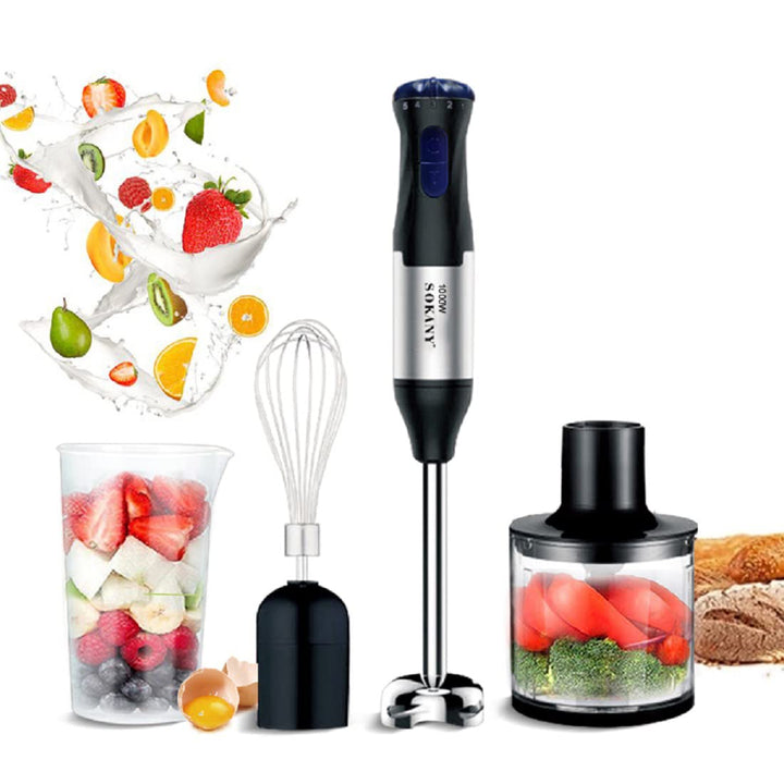 SOKANY Stabmixer Edelstahl 1000 watt, 5 Geschwindigkeit Pürierstab [4in1: Pürierstab/Zerkleinerer, M