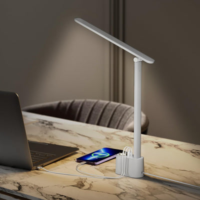 Honeywell Schreibtischlampe LED Desk Lamp mit A+C USB Tageslichtlampe Schreibtisch Tageslicht mit 3